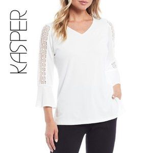Kasper Cami Shirt. NWT. Large. Women's. White. 3/4 Sleeve.